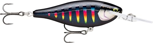 Rapala - Shad Rap Fishing Lure Balsa Konstruktion (bleitlos) - schwimmender Süßwasserköder - 3,3 m Schwimmtiefe - Größe 7,5 cm / 12 g - Made in Estland - vergoldete Nacht Aurora