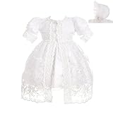Dressy Daisy Baby Girls' Baptism Christening Gown Ivory Dress with Lace Cape and Bonnet Embroidered Clothing Outfit Infant Size 6 Months