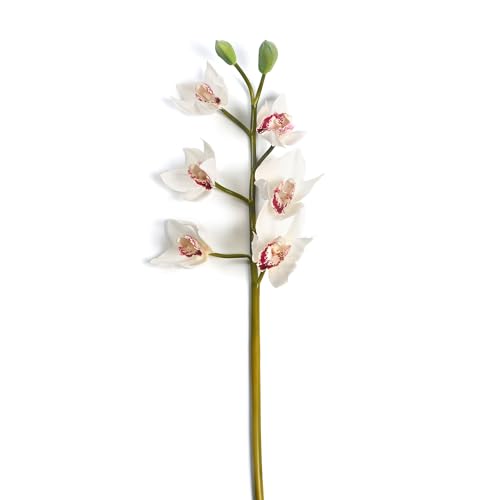 Image of PURE HOME + LIVING White Faux Boat Orchid Spray (Made of Plastic, Wire and Fabric) for Home, Office and Living Room Decorations (Without Vase)(Height-76cm) Pack of 1