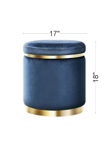 Image of Paamwood Velvet Sitting Stool - Luxurious Ottoman Footrest for Bedroom & Living Room, Wooden Sofa Side Stool, Makeup Chair, Pouf for Home & Office Decoration (Blue Pack of 6)