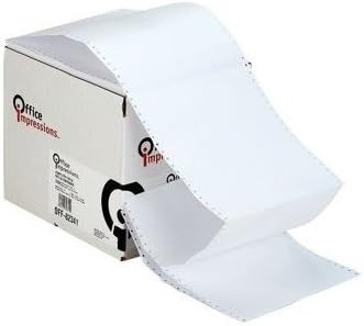 Dot Matrix Printer Paper Pin Fed Continuous Printout, 9-1/2 Inch x 11 Inch, White, 20lb, 2,400ct by Office Impressions