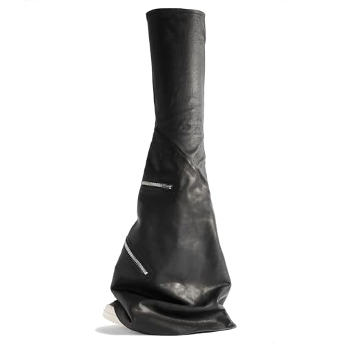 Women's Cargo Flares Sneak Boots Zip-Embellished Sneakers Slouch Folding Over The Knee Boot Black Stretch Tights Thigh Boots