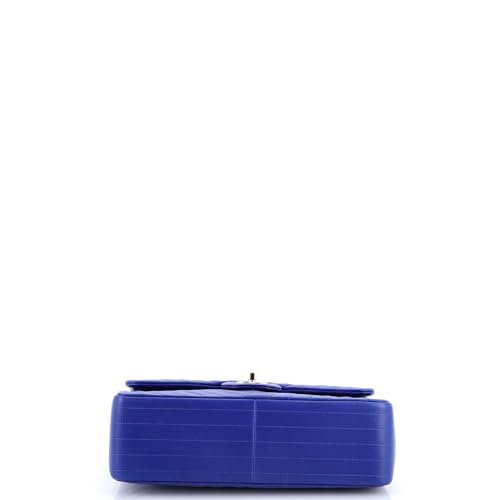 Pre-Loved Classic Double Flap Bag Chevron Lambskin Jumbo, Blue4