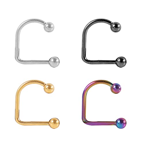 HUASAI メデューサ ピアス ジュエリー ステンレススチール モンロー リップリング 女性用 U字型ボール トラガス 軟骨イヤリング パンク ピアス ボディジュエリーセット, 金属, その他