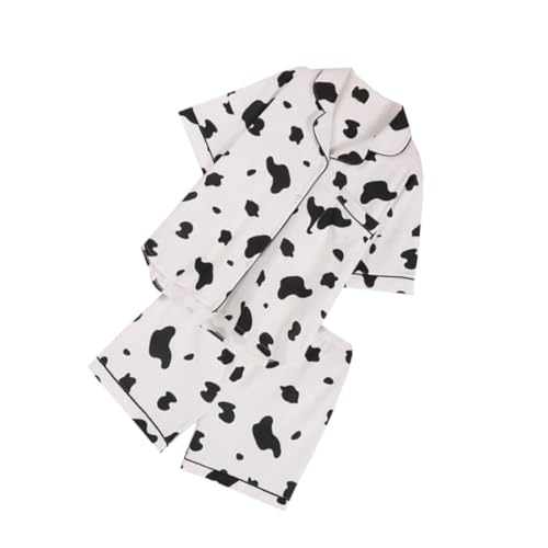 Abaodam Camisón de Manga Corta para Mujer Estampado de Vaca Conjunto de Pijama Dos Piezas XL Ropa Cómoda para Estar Casa y Dormir Verano