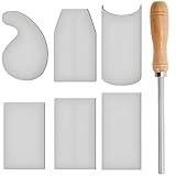 ZAVOOS 7 Pack Cabinet Scraper Burnisher Set, Multi-shaped Card Scrapers with Burnishing Tool, High Strength Wood Scraping Tools for Woodworking, Including 3 Rectangle 1 Beveled 1 Curved 1 Gooseneck