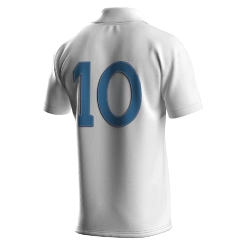 Camiseta de Fútbol Retro Napoli Diego número Cosido en Zig Zag golretro (FR/ES, Letras, S, Regular, Regular, 1, Blanco)
