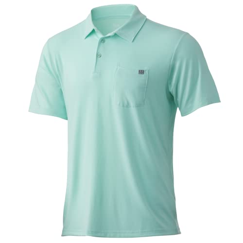 Polo de pêche HUK Waypoint XXL Homme haut de gamme couleur Verre de Plage UPF 50+
