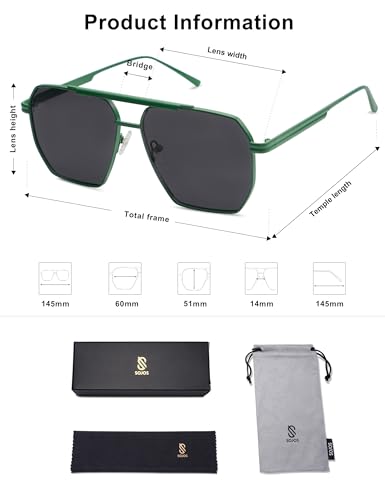Image of SOJOS Retro Oversized Square Polarized Sunglasses for Women Men Vintage Shades Classic Large Metal Sun Glasses