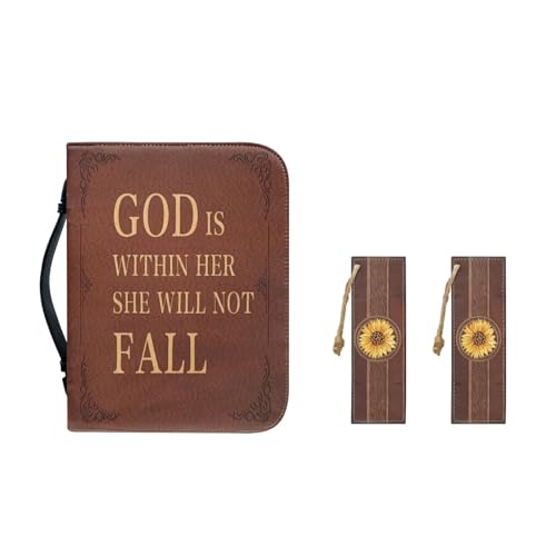 Copertura della Bibbia con segnalibro pelle PU copertura borsa per ragazze Studio Forniture regalo cristiano Girasole di Pasqua 2XL-12x9x2.4