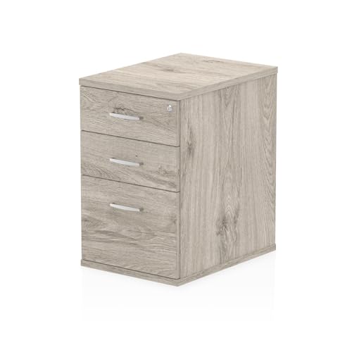 Mr Office Impulse Desk High Pedestal 600mm deep, Grey oak