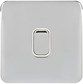 Schneider Electric - Lisse Screwless Deco, Single 2 Way Light Switch, 10AX, Polished Chrome with White Insert, GGBL1012WPC