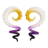 YOFANST 2pcs Glass Tapers Multi-Colors Spiral Plugs Piercing Ear Gauges Flesh Tunnel 00G 10MM