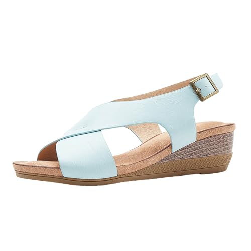 Sandales avec perles en strass et semelle compensée romaine pour l'été