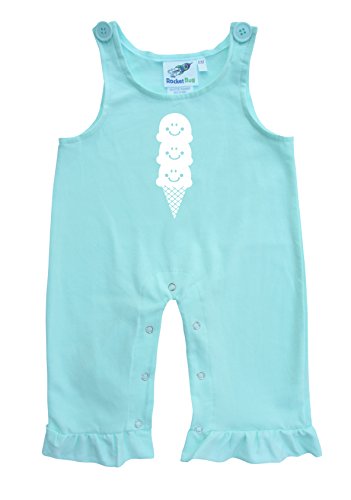 Baby and Toddler Overalls-Ice Cream Cone (12-18 Months, Light Mint with Ruffles)