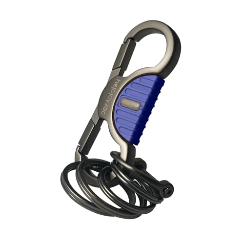 Image of Heavy Duty Keychain with Quick Release Double Carabiner Clip, Key Rings, D Ring, Car Key Holder for Belt Loop