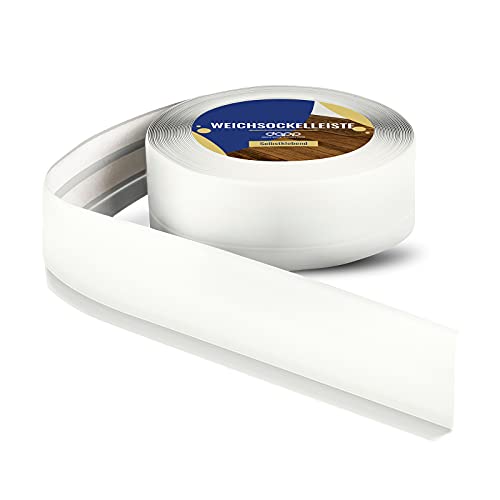 DQ-PP WEICHSOCKELLEISTE | 5m | weiss | 50x15mm | PVC | selbstklebend | Knickwinkel Fussleisten Gummileiste Sockelleiste Winkelprofil Abschlussleiste Bodenleiste