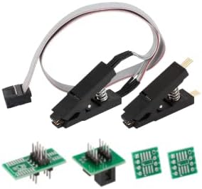 SOIC8 SOP8 Test Clip For EEPROM 93CXX / 25CXX / 24CXX In-Circuit Programming + 4 PCS Adapters + 1PCS 1.27mm Test Clip Pin
