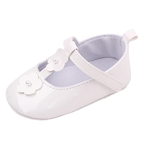 Summer Children Infant Infant Shoes Girls Sports Shoes Flat Bottom Lightweight Solid Color Flower Pearl Girls High Tops (White, 5 Infant)