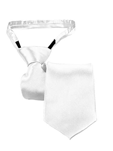 Gravata Slim Fit Com Zíper e Nó Pronto (Adulto, Branco)