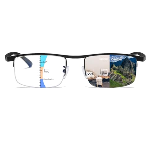 KISSOUL Photochromic Progressive Multifocus Reading Glasses Anti