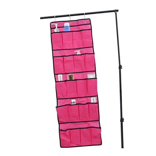 OKUMEYR Hanging Storage for Shoes 20 Pockets Door Organizer Bag Closet Accessory Shoe Rack Sandals Holder Space Saver Metal Hooks Mesh Fabric Easy to Install (rosy)
