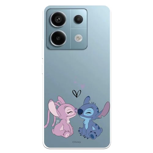 Cover compatibile con Xiaomi Redmi Note 13 5G Ufficiale Disney Angelo & Stitch Kiss per proteggere il tuo cellulare, custodia in silicone trasparente con licenza ufficiale di Lilo & Stitch