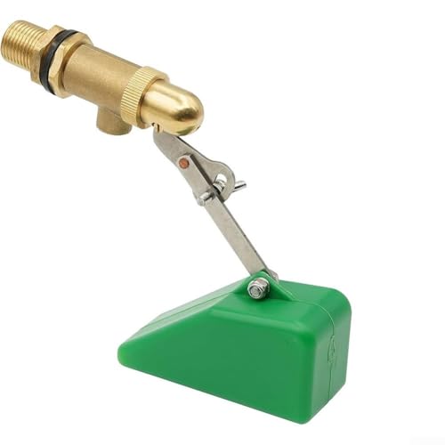 Honseadek Válvula flotante de latón de brazo ajustable con flotador de plástico para control automático del nivel de agua en tanques, conexión roscada de 1/2 pulgada adecuada para estanques y acuarios