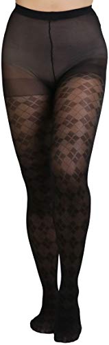 Image of ToBeInStyle Women's Argyle Checkered Diamond Rhombus Net Opaque Sheer Tights Pantyhose