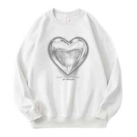 TeenFighter Loose fit Soft Velvet Lining Crewneck Graphic Sweatshirt for Women - Girls Fleece Lined Pullover Shirts Cover