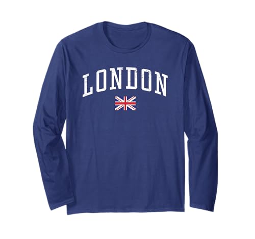 Vintage London England Country Flag Souvenir Vacation Long Sleeve T-Shirt