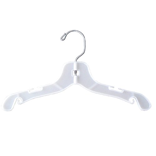 NAHANCO 1412 White Plastic Children's Dress Hangers, Swivel Metal Hook and Notches for Straps, Super Heavy Weight, 12