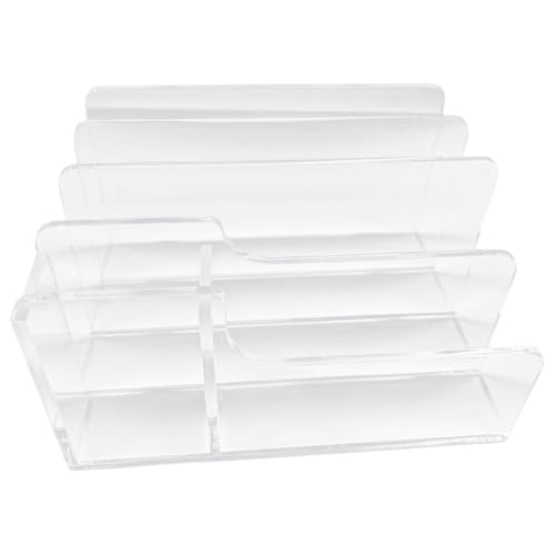 Generic アクリルデスクファイルオーガナイザー クリアファイルスタンド モダン 4セクション デスクトップファイルフォルダー ファイルソーター 本 封筒 オフィス ホーム用