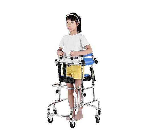 Andadores para niños, Bipedestador Portátil con Asiento Ajustable en Altura, Rollator Ligero de Aluminio, para Niños de Altura 80-120cm Parálisis Cerebral Discapacidad Rehabilitación Entrenamiento