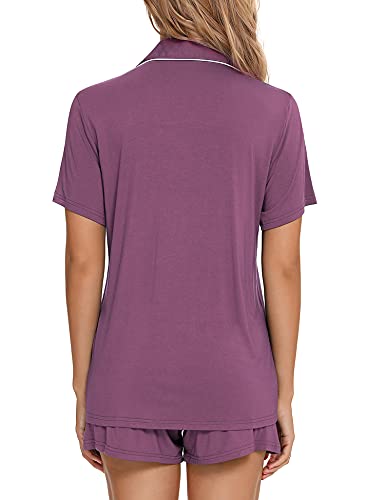 Image of Anjue Womens Pajamas Set Short Sleeve Button Down Soft Pj Sets S-XXL | V neck,Pyjamas,Modal,Wedding,Pijamas de mujer,Bridal party,Viscose,Knit,Cute,Lounge,Lightweight,Nursing,Holidays