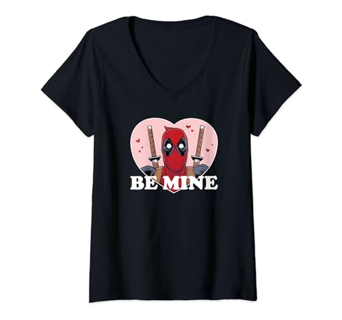 Deadpool Valentine's Day T-Shirt col V Marvel imprimé coeur graphique rouge