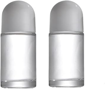 White 50ML Glass Empty Roller Bottles with Plastic Roller Ball, Deodorant Roll On Containers Leak Proof Massage Ball Bottles with Cap for Essential Oil Perfume Cosmetics 2Pcs