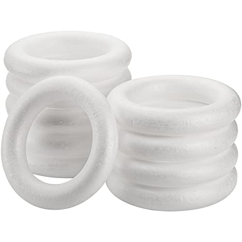 Lyellfe 10 Pieces Foam Wreath Forms, 7.7 Inch Craft Foam Circles, Round Polystyrene Rings, Craft Foam Wreath Circles for DIY, Christmas Holiday, Home Decor by Lyellfe - Used condition - US$24.74