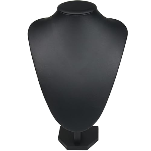 MINGZE bijoux présentoir, collier en velours noir pendentif chaîne poitrine présentoir, hauteur 22 cm, largeur 15 cm, coton cuir noir