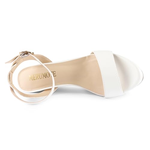 Image of MERUMOTE Women's Fashion Platform Sandals Block Heels Wedding Summer Dress Shoes