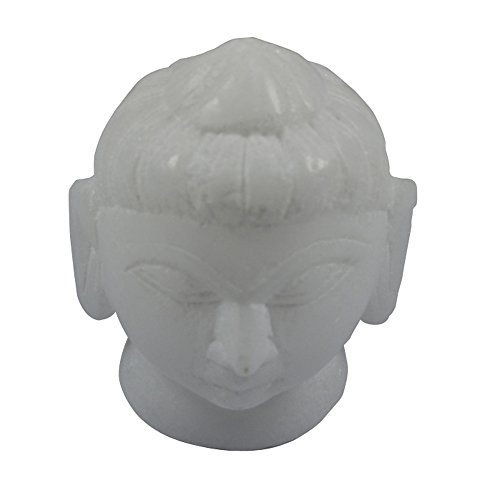 Cabeza de Buda de mármol blanco escultura artesanal para estanterías 4