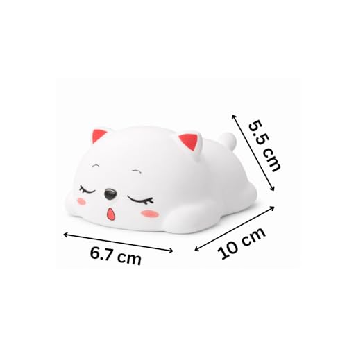 Image of Cute Sleeping Cat Night Light Lamp, Yellow LED Bedside Light for Kids & Teens, Small Decorative Night Lamp for Bedroom & Desk, Battery Operated, Gift for Birthday, Valentine's Day & Christmas