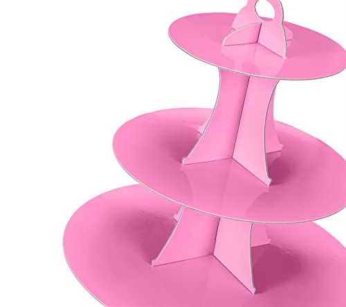 Yldw 3-Tier Cupcake Stand, Cake Stand Holder, Tiered Diy Cupcake Stand Tower For Dessert Table Displays, Birthday Theme Party Favors Decoration, Floral Tea Party, 12" W X 12.8" H, Pink #TOP4