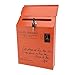 Vintage Wall Mount Mailbox for Exterior Use – Rustic Iron Letter & Newspaper Box, Weather-Resistant Decorative Postal Box, 11.8 x 8.7 x 2.8 in(Orange)