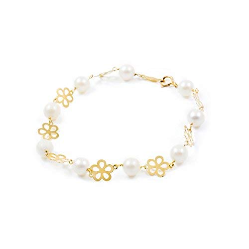 Monde Petit Bracciale per bambini perle - oro giallo 18k (750) - Scatola Regalo - Certificato di garanzia