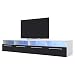 Produktbild Selsey Siena Double - TV Lowboard / TV Schrank (200 cm, Weiß Matt / Schwarz Hochglanz, LED-Beleuchtung in Blau)