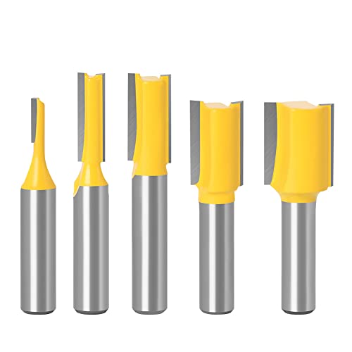 WSOOX Fraise à rainurer de 8 mm pour le bois, 5 pièces fraises à rainurer droites pour le travail du bois, outil de mèches à défoncer professionnel Cover