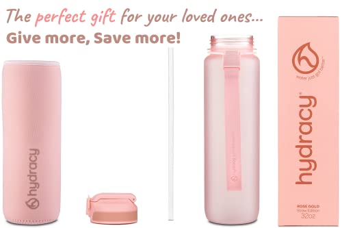 Hydracy Water Bottle With Times To Drink & Straw - Large 32 Oz Bpa Free Motivational Water Bottle & No Sweat Sleeve -Leak Proof Gym Bottle With Time Marker - Ideal Gift For Fitness, Sports & Outdoors #TOP5