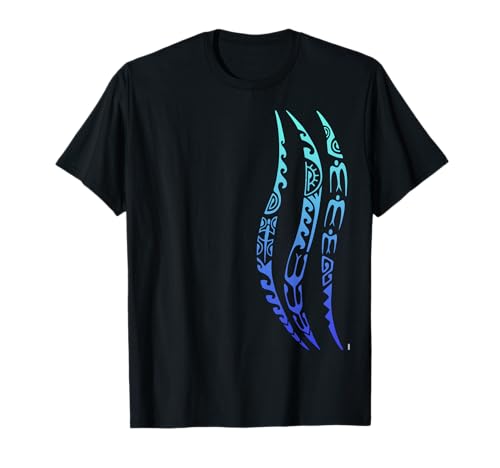 Symbol Wellen Muster Kultur Maori Tribal Blau T-Shirt