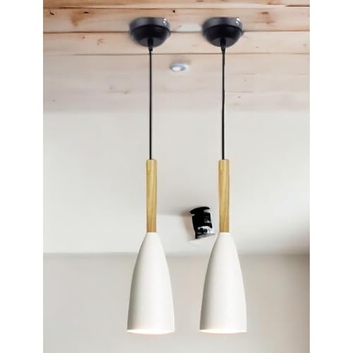 Image of GreyWings Modern Cone White Aluminium Hanging Pendant Light Cord, Antique Decor,Bulb not Included, Pack of 2